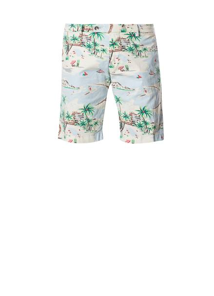 Berwich Bermuda stampa hawaii, venduto in twin set con pantalone cinque tasche in cotone stretch. 192 euro
